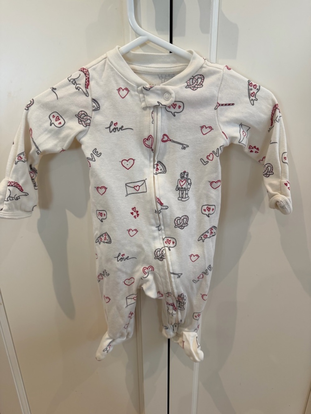 Carters 3m Pink & Gray Love Print